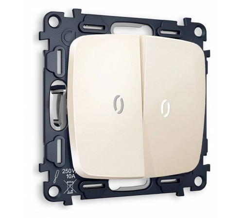 Выключатель проходной двухклавишный с подсветкой без рамки Ambrella Volt Quant MO304035