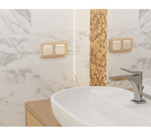 Выключатель перекрестный двухклавишный без рамки Ambrella Volt OMEGA MO323030