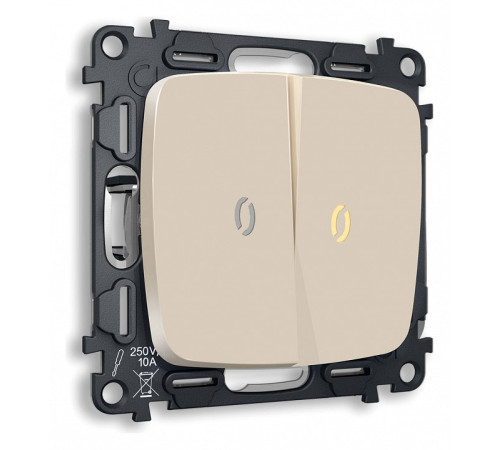 Выключатель двухклавишный с подсветкой без рамки Ambrella Volt Quant MO324010