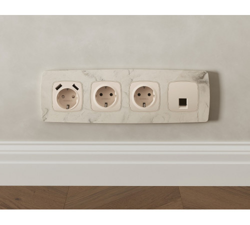 Розетка Ethernet RJ-45 и со шторками, без рамки Ambrella Volt OMEGA MO332005