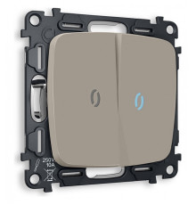 Выключатель двухклавишный с подсветкой без рамки Ambrella Volt Quant MO364020