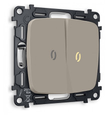 Выключатель проходной двухклавишный с подсветкой без рамки Ambrella Volt Quant MO364030