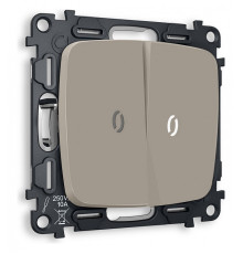 Выключатель проходной двухклавишный с подсветкой без рамки Ambrella Volt Quant MO364035