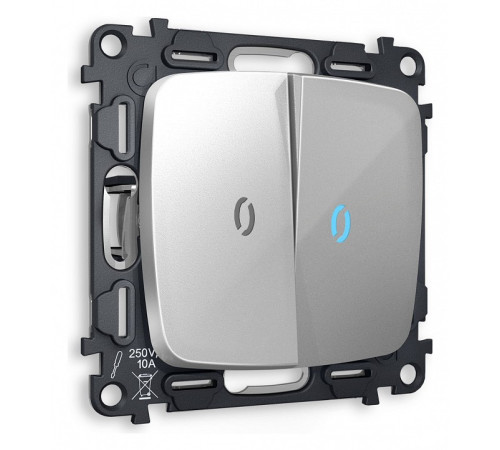 Выключатель проходной двухклавишный с подсветкой без рамки Ambrella Volt Quant MO404040