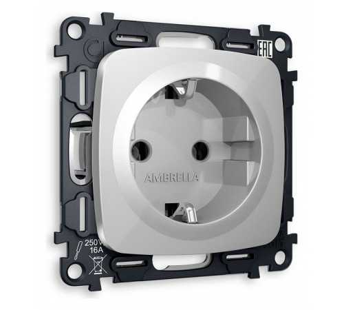 Розетка с заземлением, без рамки Ambrella Volt Quant MO406010