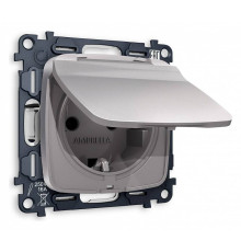 Розетка влагозащищенная с заземлением и со шторкой, без рамки с крышкой Ambrella Volt Quant MO508010