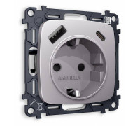 Розетка с заземлением и 2хUSB type A и C, без рамки Ambrella Volt Quant MO510010