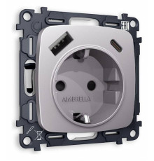 Розетка с заземлением и 2хUSB type A и C, без рамки Ambrella Volt Quant MO510010