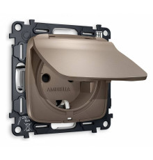 Розетка влагозащищенная с заземлением и со шторкой, без рамки с крышкой Ambrella Volt Quant MO638010