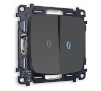 Выключатель двухклавишный с подсветкой без рамки Ambrella Volt Quant MO904020