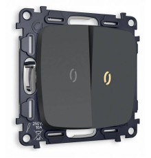 Выключатель проходной двухклавишный с подсветкой без рамки Ambrella Volt Quant MO904030