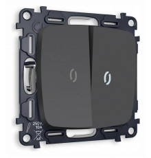 Выключатель проходной двухклавишный с подсветкой без рамки Ambrella Volt Quant MO904035