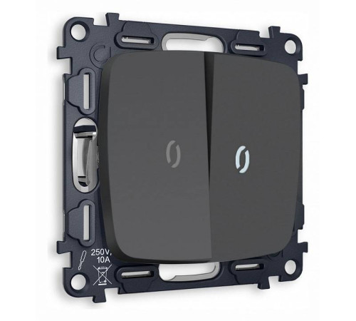 Выключатель проходной двухклавишный с подсветкой без рамки Ambrella Volt Quant MO904035