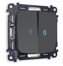 Выключатель проходной двухклавишный с подсветкой без рамки Ambrella Volt Quant MO904040