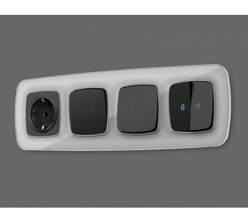 Накладка для розетки с заземлением и со шторками Ambrella Volt Quant OP8070