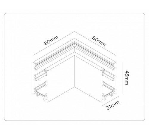 Соединитель угловой внутренний для треков накладных Ambrella Light TRACK SYSTEM GL1961