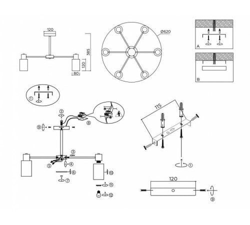 Люстра на штанге Ambrella Light TRADITIONAL TR9572