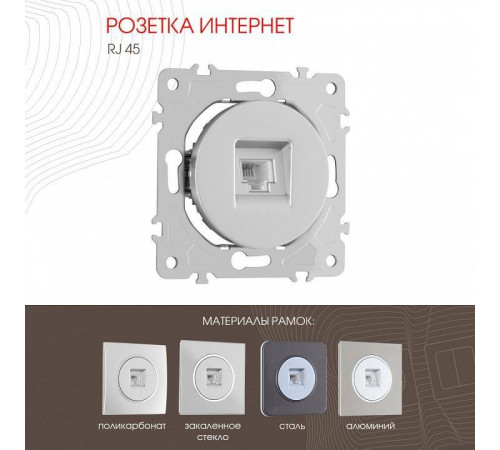 Розетка Ethernet RJ-45 без рамки Arte Milano am-202 202.45-1.silver