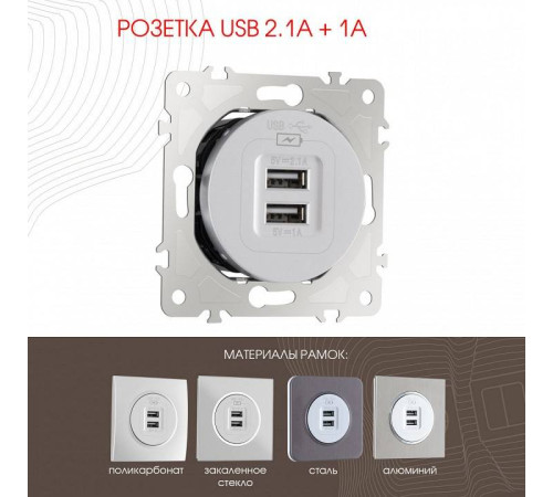 Розетка USB, без рамки Arte Milano am-202 202.46-1.silver