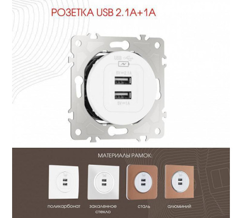 Розетка USB, без рамки Arte Milano am-202 202.46-1.white