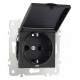 Розетка влагозащищенная с заземлением и со шторкой с крышкой Arte Milano am-203 203.41-1.black