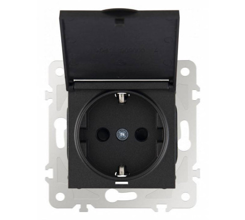 Розетка влагозащищенная с заземлением и со шторкой с крышкой Arte Milano am-203 203.41-1.black