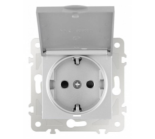 Розетка влагозащищенная с заземлением и со шторкой с крышкой Arte Milano am-203 203.41-1.silver