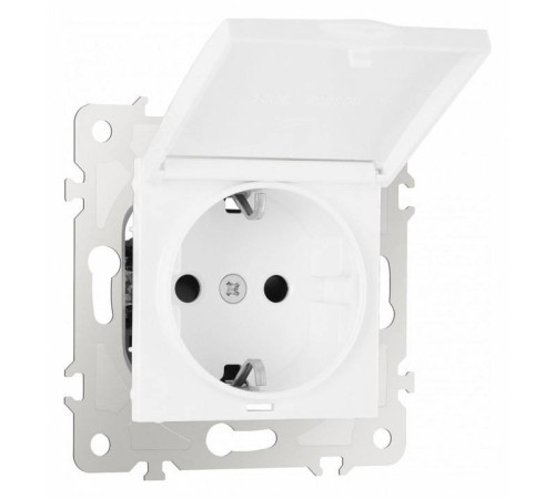 Розетка влагозащищенная с заземлением и со шторкой с крышкой Arte Milano am-203 203.41-1.white