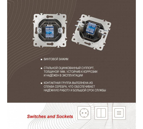 Розетка телефонная RJ-11 без рамки Arte Milano am-203 203.51-1.shampan