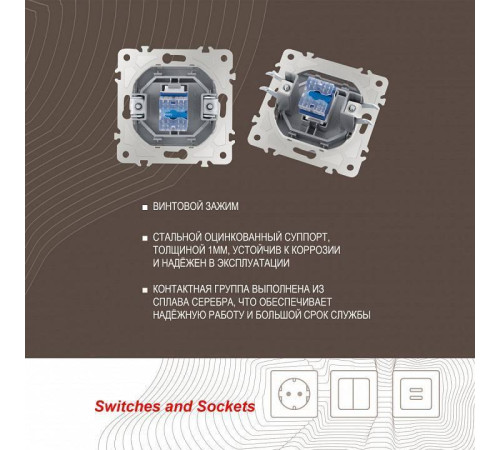 Розетка телефонная RJ-11 без рамки Arte Milano am-203 203.51-1.silver