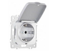 Розетка влагозащищенная с заземлением и со шторкой с крышкой Arte Milano am-205 205.41-1.silver