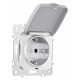 Розетка влагозащищенная с заземлением и со шторкой с крышкой Arte Milano am-205 205.41-1.silver