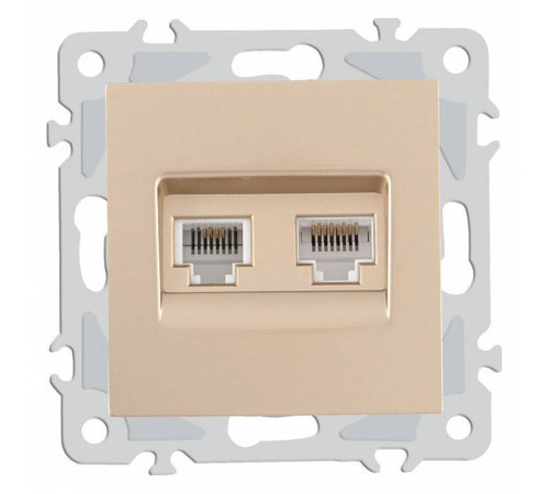 Розетка двойная RJ-11 и Ethernet RJ-45, без рамки Arte Milano am-206 206.44-1.shampan