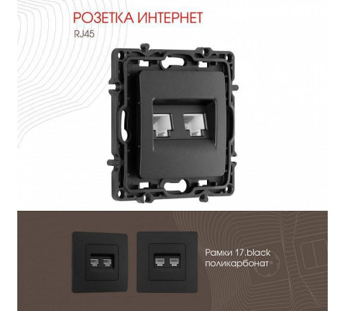 Розетка Ethernet RJ-45 без рамки Arte Milano am-217 217.45-2.black