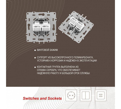 Розетка Ethernet RJ-45 без рамки Arte Milano am-217 217.45-2.silver