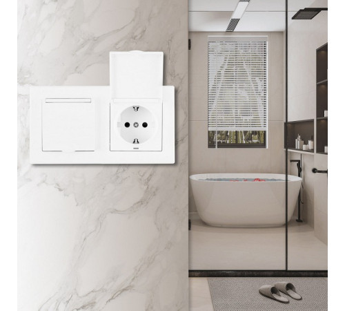 Розетка влагозащищенная с заземлением и со шторкой с крышкой Arte Milano SET06-2 SET06-2-41-1x2 white