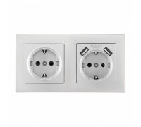 Розетка с заземлением и со шторкой и 2хUSB Arte Milano SET06-2 SET06-2-47-1-40-1 silver