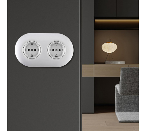 Розетка с заземлением и со шторкой Arte Milano SET08-2 SET08-2-40-1x2 silver