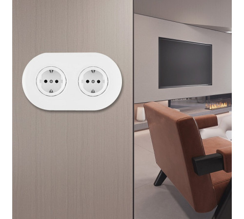 Розетка с заземлением и со шторкой Arte Milano SET08-2 SET08-2-40-1x2 white