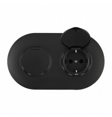 Розетка с заземлением и шторкой, с крышкой Arte Milano SET08-2 SET08-2-41-1x2 black