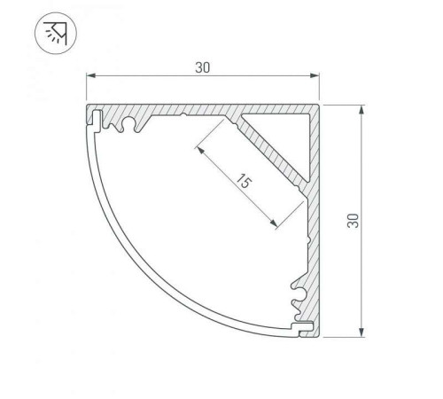 Профиль накладной Arlight SL-KANT-H30-2000 ANOD 019333