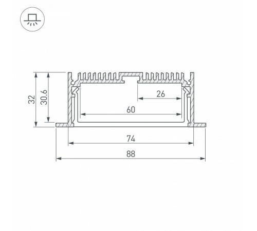 Профиль Arlight SL-LINIA88-F-2500 ANOD+OPAL 020471