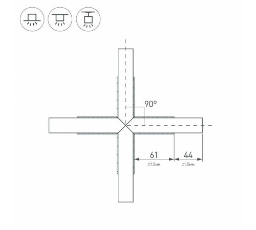 Соединитель угловой X-образный накладной Arlight KLUS 026244