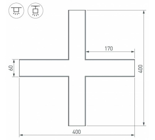Соединитель угловой X-образный накладной Arlight S-LUX 030143