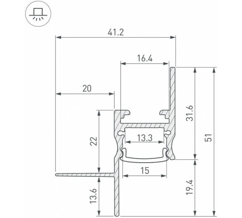 Профиль для контурной подсветки ГКЛ потолка Arlight ARH-CEIL 45555