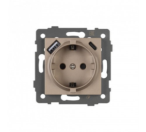 Розетка с заземлением и 2хUSB type A и C, без рамки Arlight SCT 049832