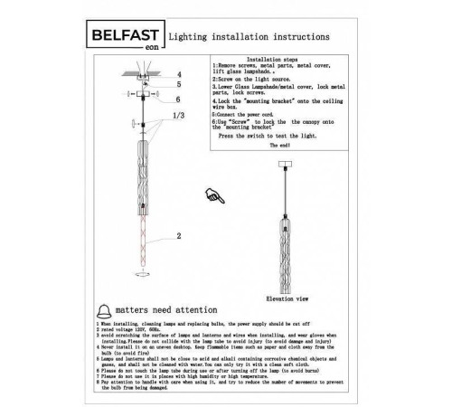 Подвесной светильник Belfast Grosvenor 167-1 CR CA