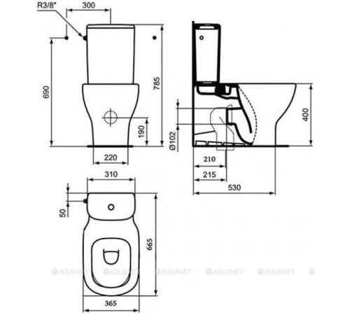 Унитаз напольный Ideal Standard Tesi AquaBlade T008201