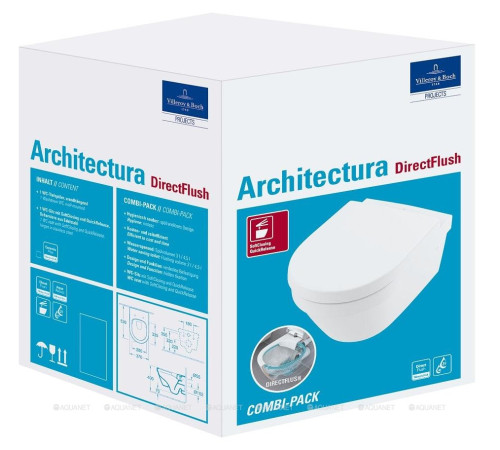 Унитаз подвесной Villeroy & Boch Architectura 370x530 мм с сиденьем 4694HR01