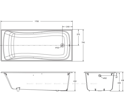Ванна чугунная Jacob Delafon Bliss 170x75 см E6D902-0